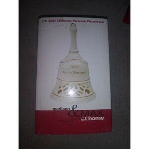 5" 2005 Christmas Porcelain Pierced Bell Madison & Max at Home #TDE4052G